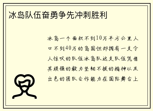 冰岛队伍奋勇争先冲刺胜利